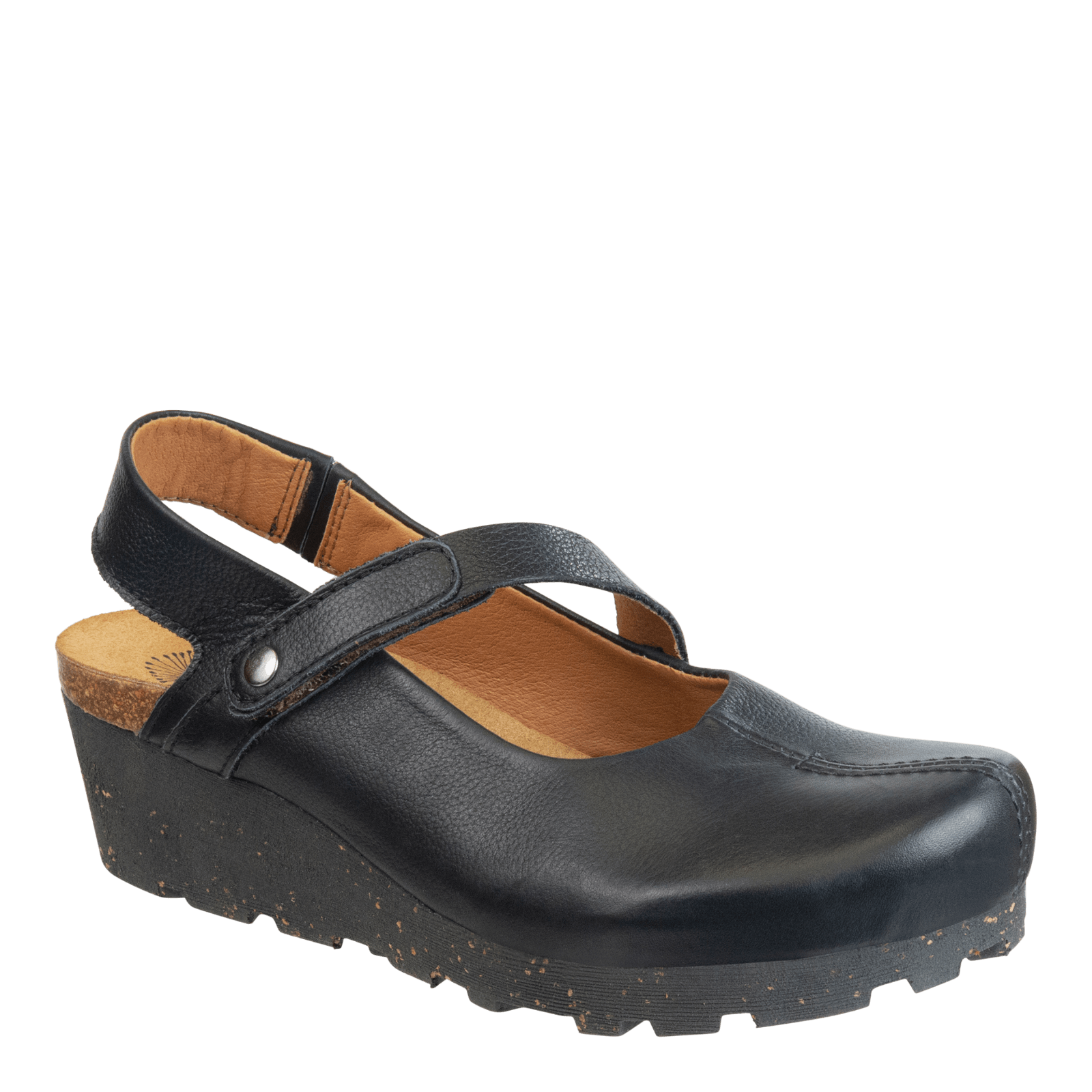 PROG in BLACK LEATHER Wedge Clogs