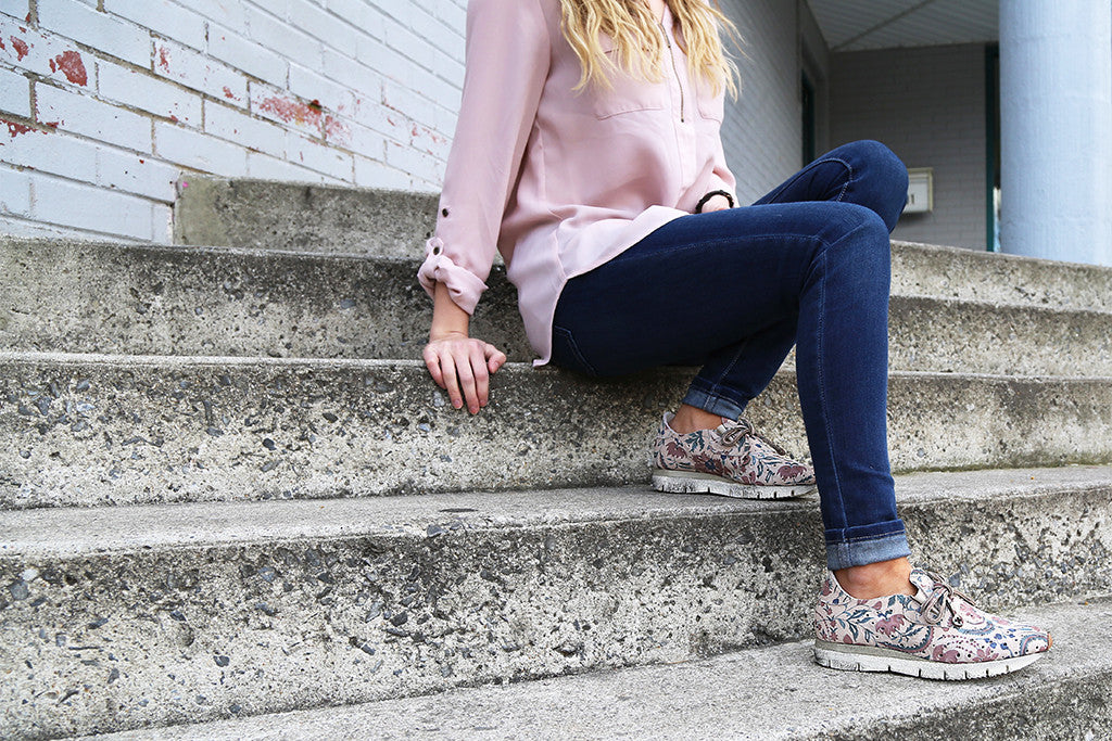 Celebrate Easter weekend in stylish and casual comfort with the Lunar, comfortable and fashionable floral sneakers from OTBT Shoes.