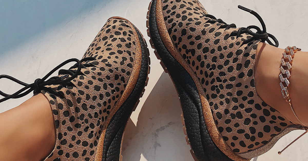 womens fashion sneakers in cheetah print