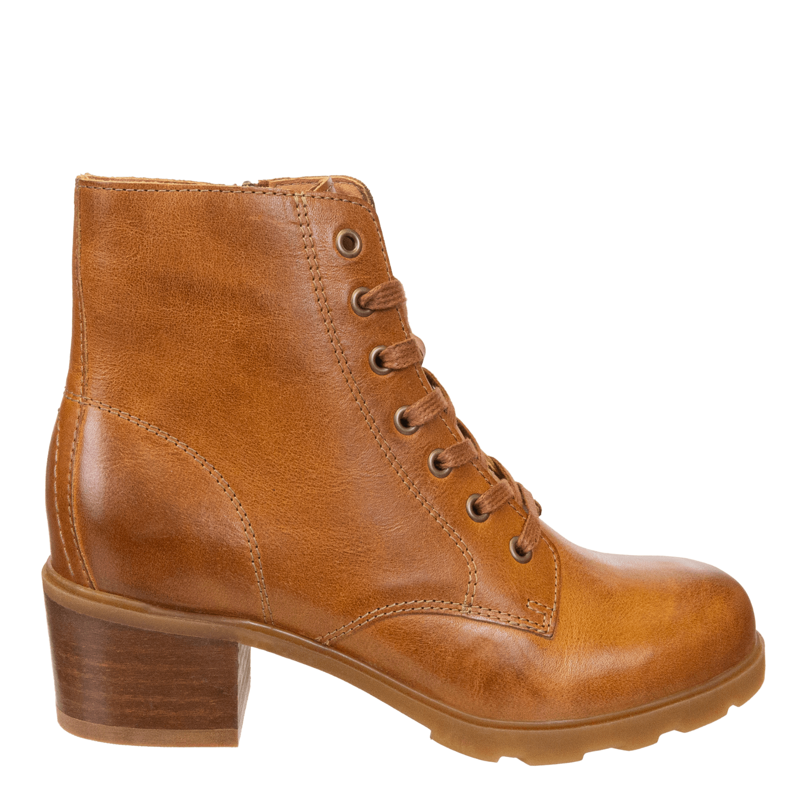 Camel leather top ankle booties