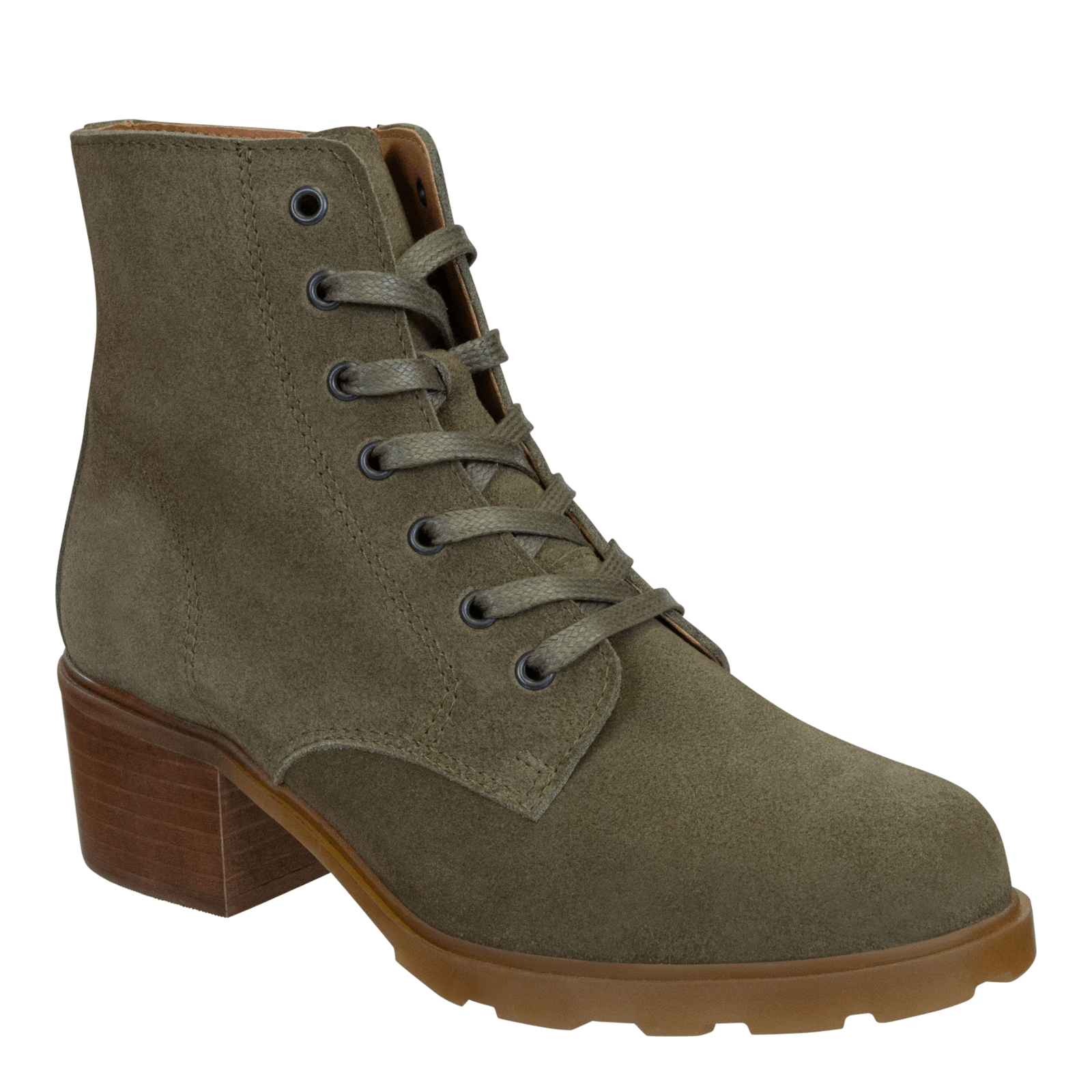 Women's Low Heel Lace-Up Ankle Boots Brown Serellia