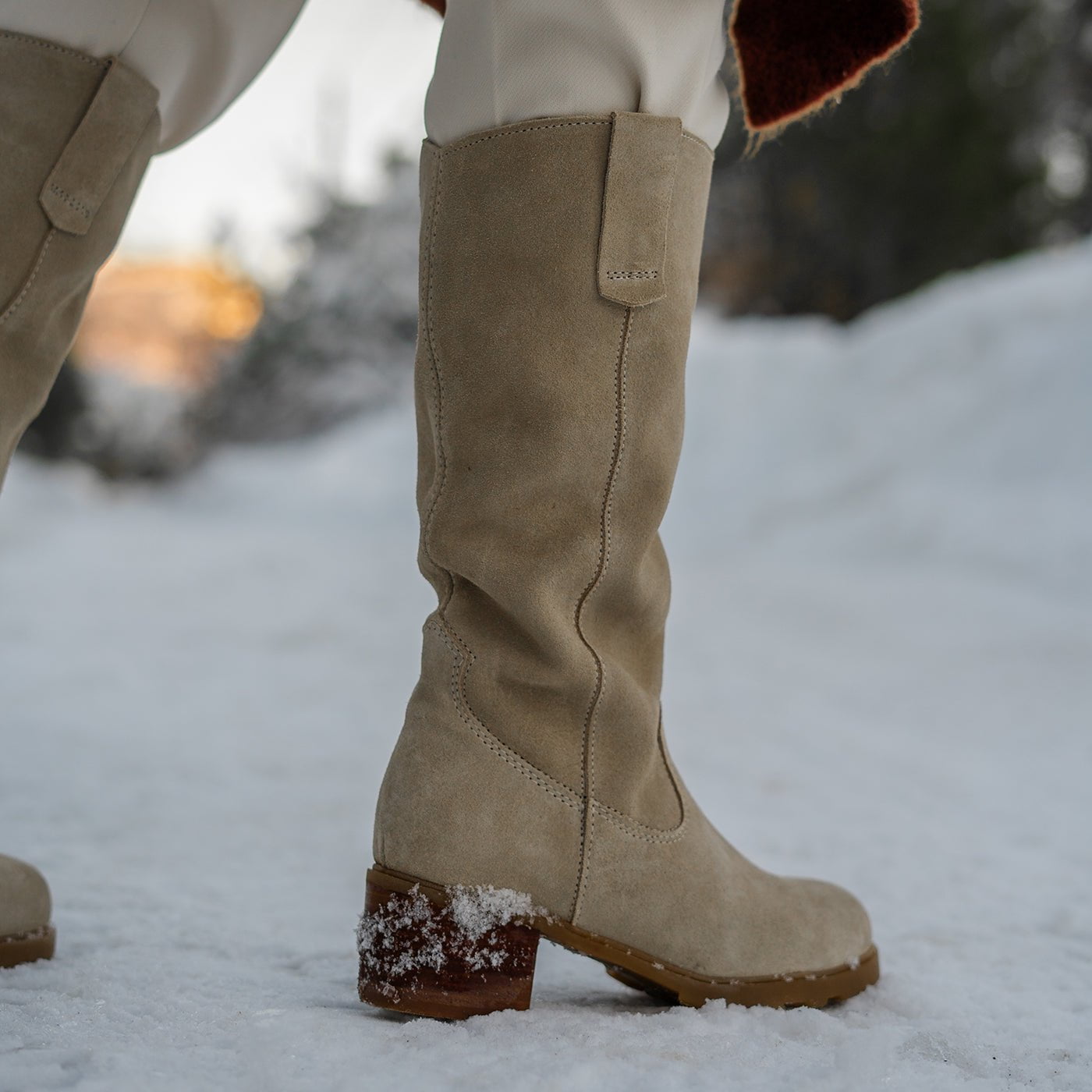 TALLOW in BEIGE Heeled Mid Shaft Boots