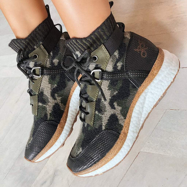 OTBT Khaki Hybrid Mesh Leather Animal Print Fashion Sneakers Shoes Men\'s Sz 9M Hybrid in Animal Print Sneakers | Women main image 4