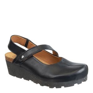PROG in BLACK LEATHER Wedge Clogs OTBT shoes