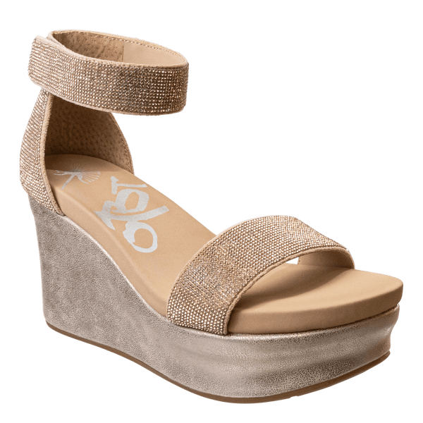 STATUS in ROSE GOLD Wedge Sandals OTBT shoes