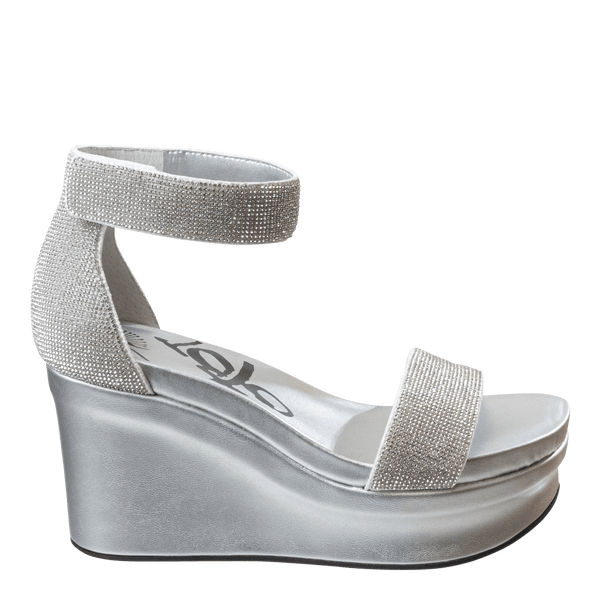 STATUS in SILVER Wedge Sandals OTBT shoes