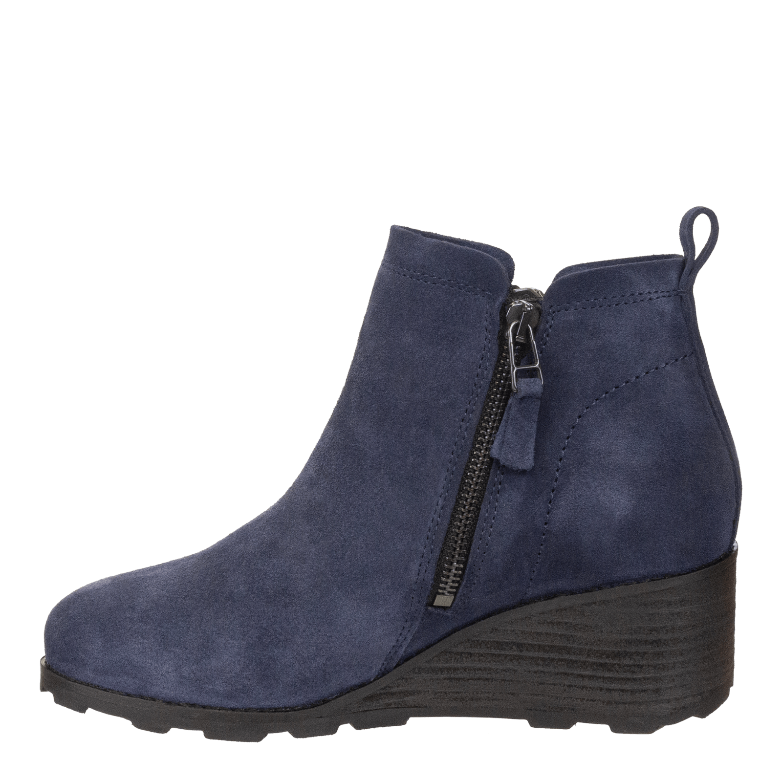 Navy wedge booties Outlet